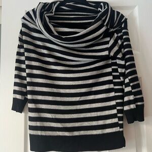 RACHEL Rachel Roy Black and Gray Striped Cowl Neck Sweater size S
